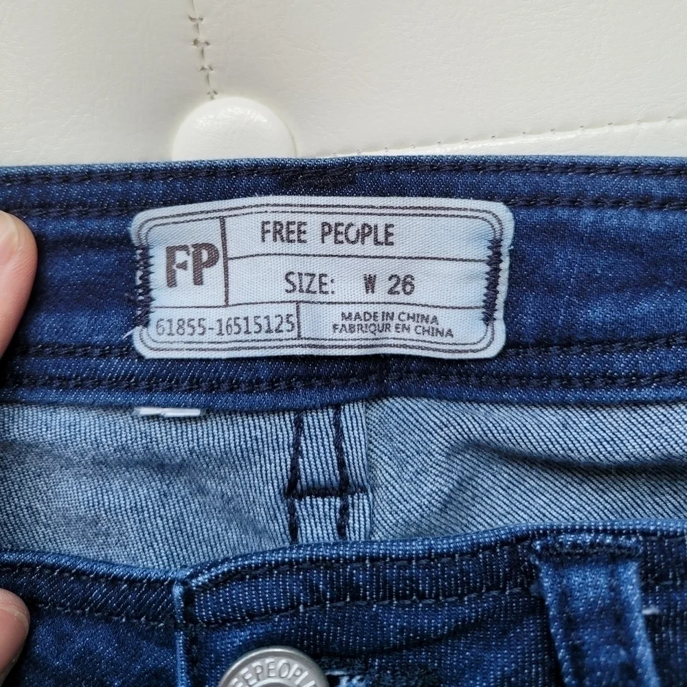 FREE PEOPLE Dark-washed Skinny Jeans